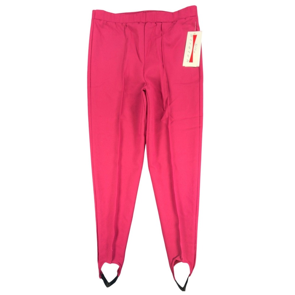Donnkenny Classics Stirrup Pants Womens 8 Vintage 90s Garnet Pink Silky Stretch